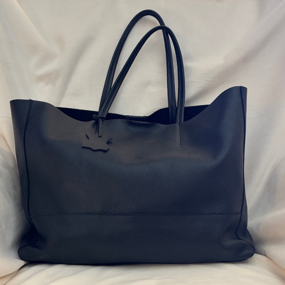 Large Black Leather Tote Bag